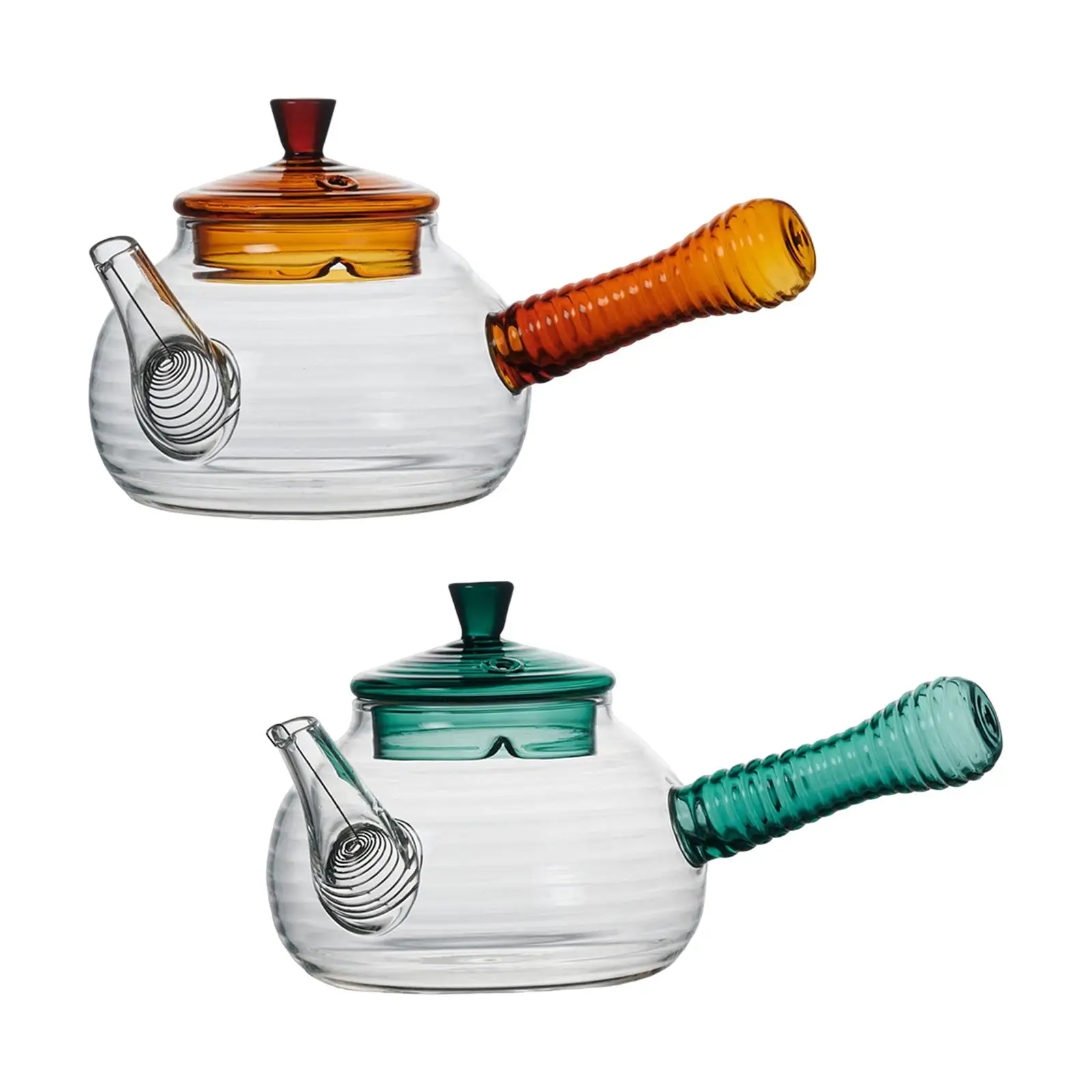 

High Borosilicate Glass Tea Kettle with Strainer ,Handle ,Heat Resistant 600mlTea Maker for Tea