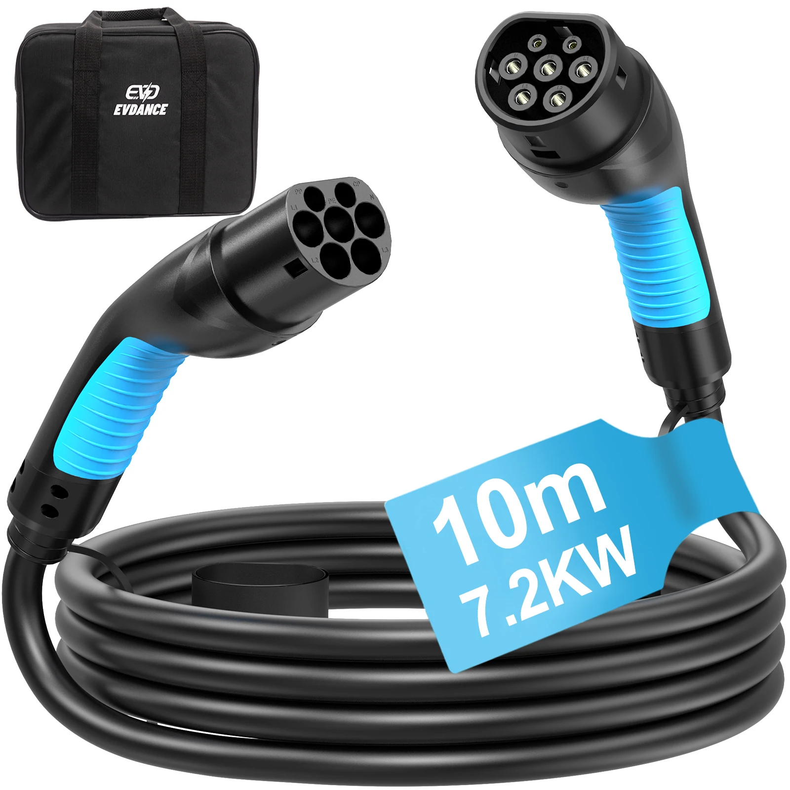 Зарядный удлинитель EVDANCE 10 м для электромобилей однофазный 7 2 кВт совместим со