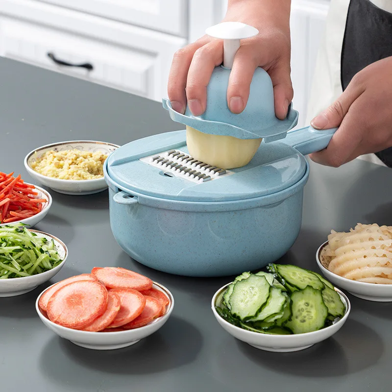 

Mandoline Slicer Vegetable Slicer Potato Peeler Carrot Onion Grater with Strainer Vegetable Cutter 8 in 1 Kitchen Accessories