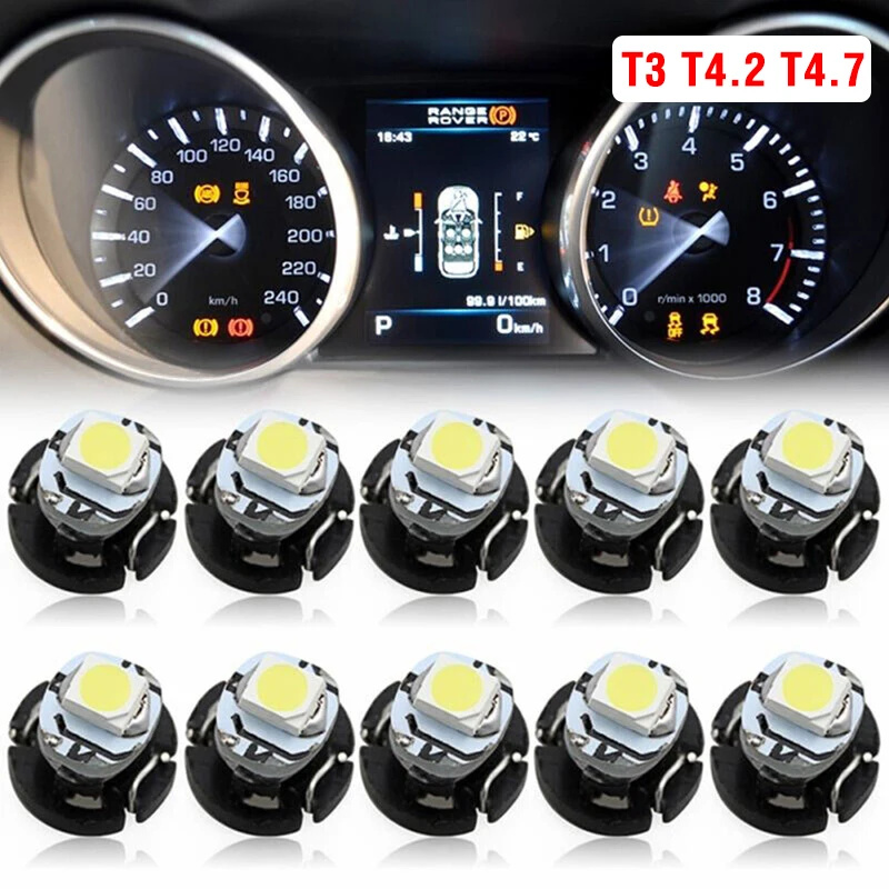 

10Pcs Canbus T3 T4.2 T4.7 Led Bulb Neo Car Cluster Lamp Dashboard Indicator Wedge Motorcycle Instrument Panel Lights Replacement