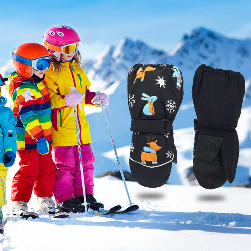 

Winter Cartoon Children Ski Gloves Thick Warm Non-slip Mittens Waterproof Windproof Outdoor Sports Gloves