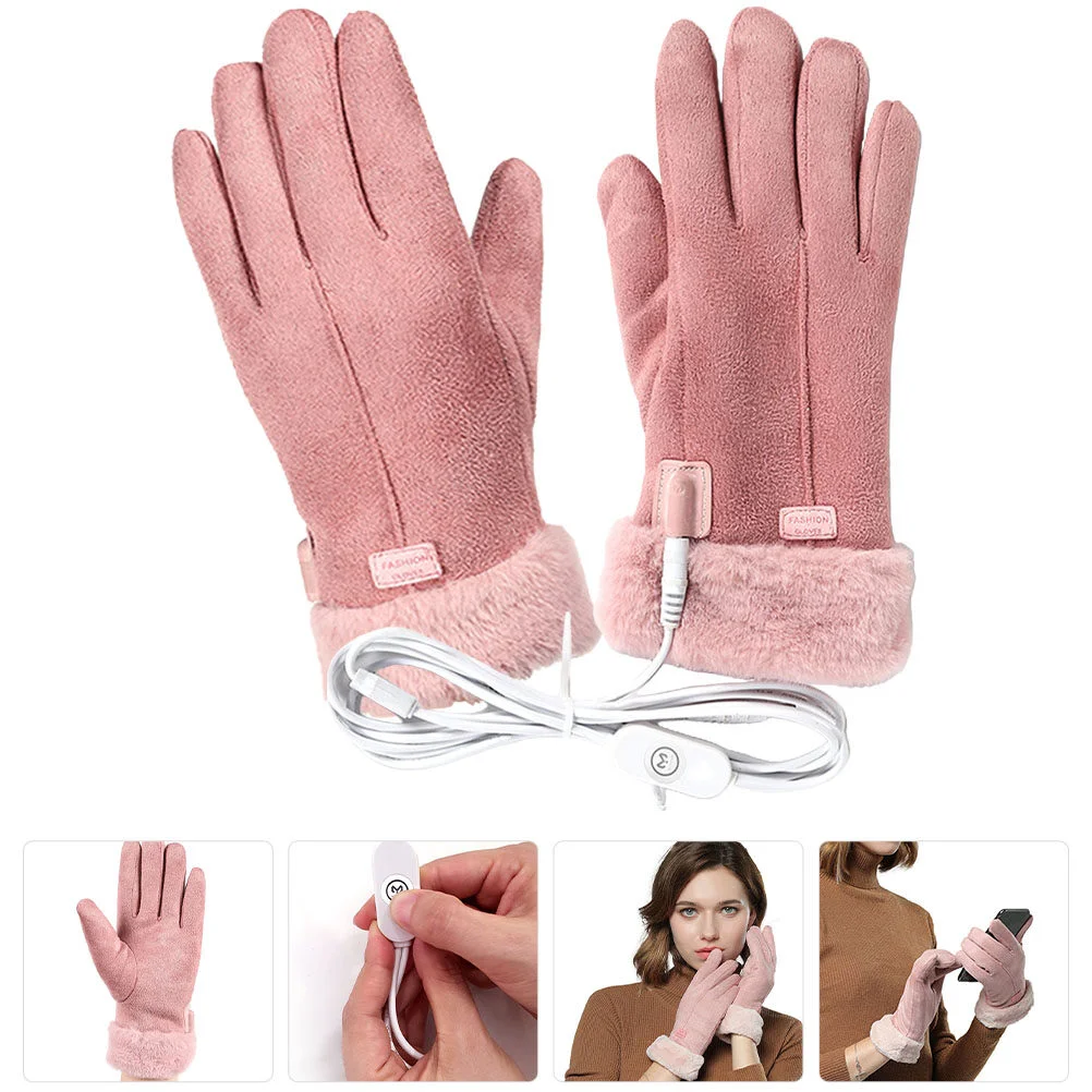 

Hand Warmer Heated Mittens Winter Heating Mitts Portable Thermal Windproof Women
