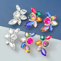 new trend metal glass flower geometric earrings womens exaggerated simple stud earrings banquet jewelry accessories
