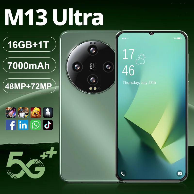

New Mi 13 Ultra Mobile Phone 6.8 HD Full Screen SmartPhone Android Unlocked Telephone 16G+1TB Global Version 4G 5G Cellphones