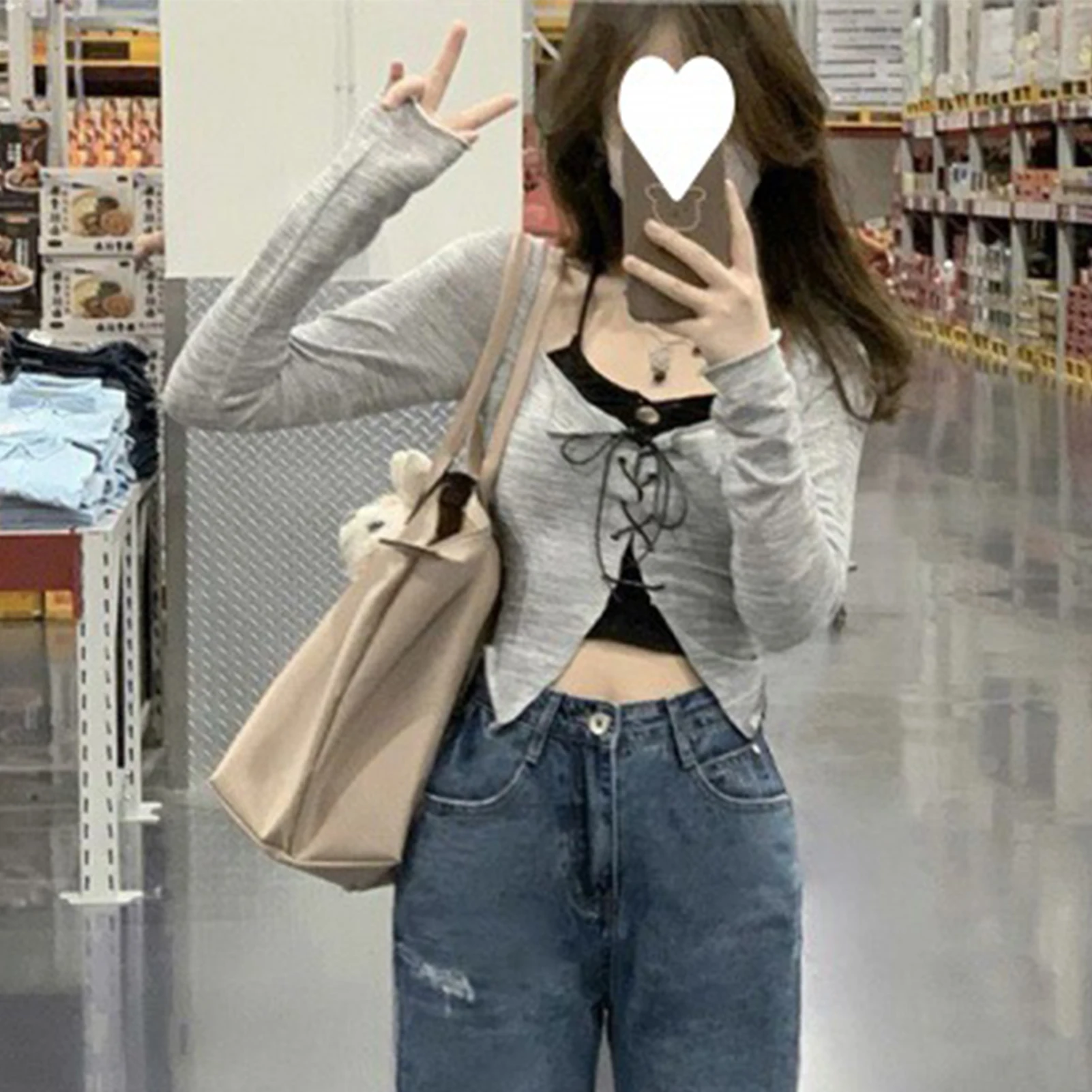 

Women Spring Cardigan Camisole Suit V Neck Long Sleeve Top Suit for Women Formal Daily Party NIN668