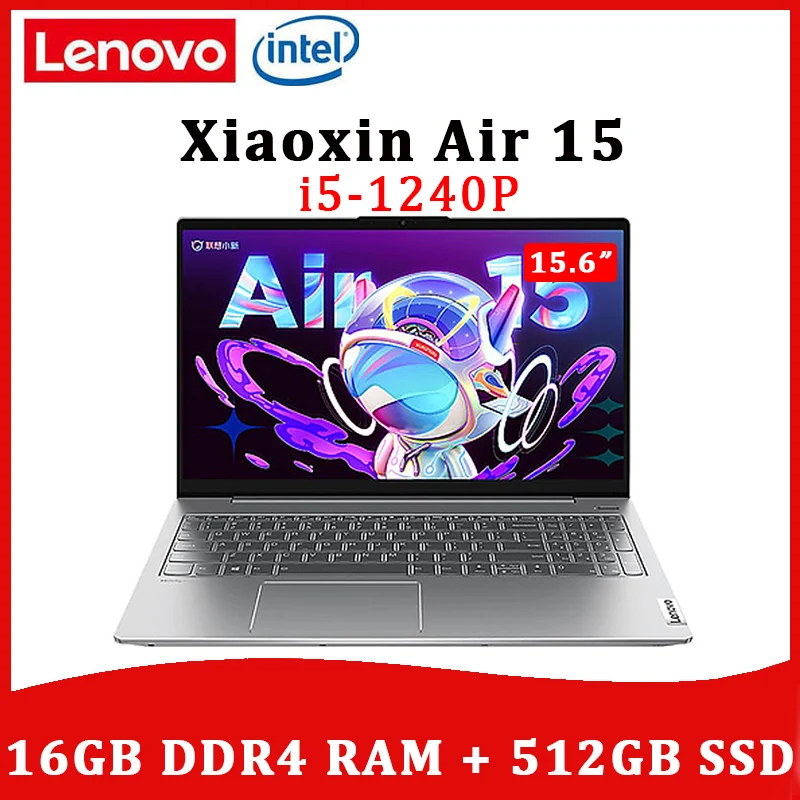 Lenovo Laptop Xiaoxin Air 15 Intel Core i5-1240P Windows 11 15.6-inch Computer 16GB RAM 512GB SSD Slim Ultraslim notebook