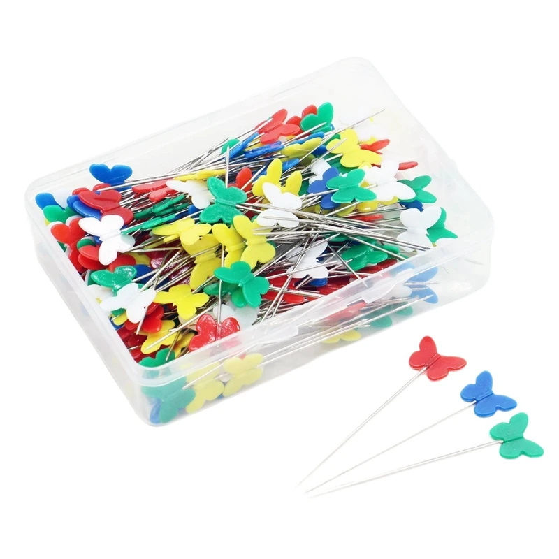 

200 Flower Head Patchwork Pins DIY Sewing Straight Needles For Tailor Decoration Craft Marking (Dark Butterfly Needle)