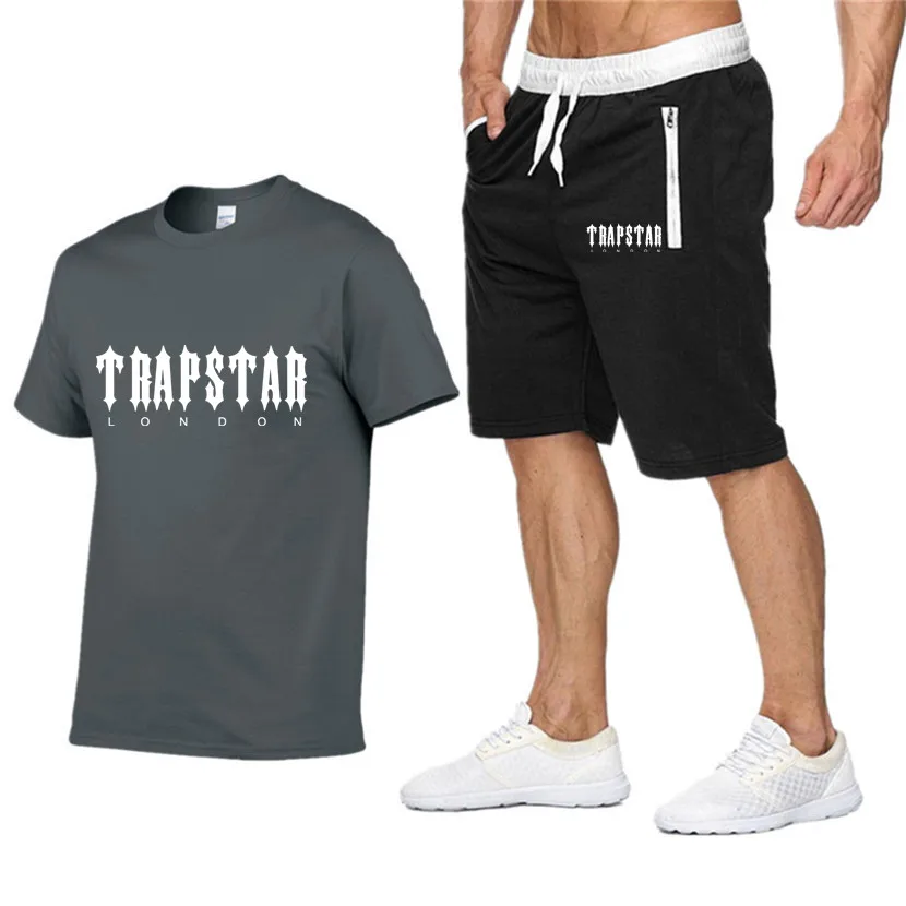 

Спортивный костюм мужской трапециевидной формы, футболка и шорты, штаны для бега, уличная одежда в стиле Харадзюку, комплект из футболки, ле...