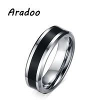 aradoo 6mm tungsten steel epoxy mens fashion rings versatile casual sports rings