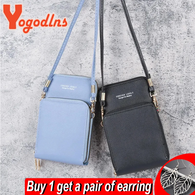 

Yogodlns Transparent Small Cellphone Shoulder Bag For Women PU Leather Crossbody Bag Touch screen Handbag Flap Messenger Bag sac