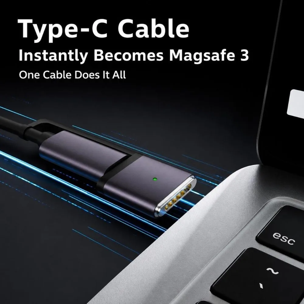 Фото Кабель USB Type-C 3 в 1 для передачи данных и зарядки PD 100W, магнитный, длиной 150 см, для Apple Watch/MacBook/iPhone. №3