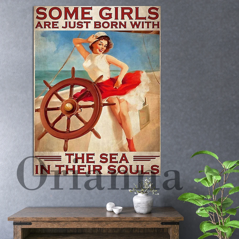 

Винтажный Сейлор некоторые девушки новорождены с плакатом настенная живопись на холсте Hd печать домашний декор