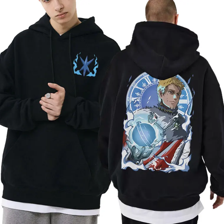 

Anime Black Clover Julius NovaChrono Double Sided Print Hoodie Men Manga Fleece Cotton Sweatshirt Man Casual Oversized Clothes