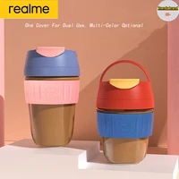 realme ins for men and women high temperature resistant glass with straws simple and cute portable large capacity coffee cup