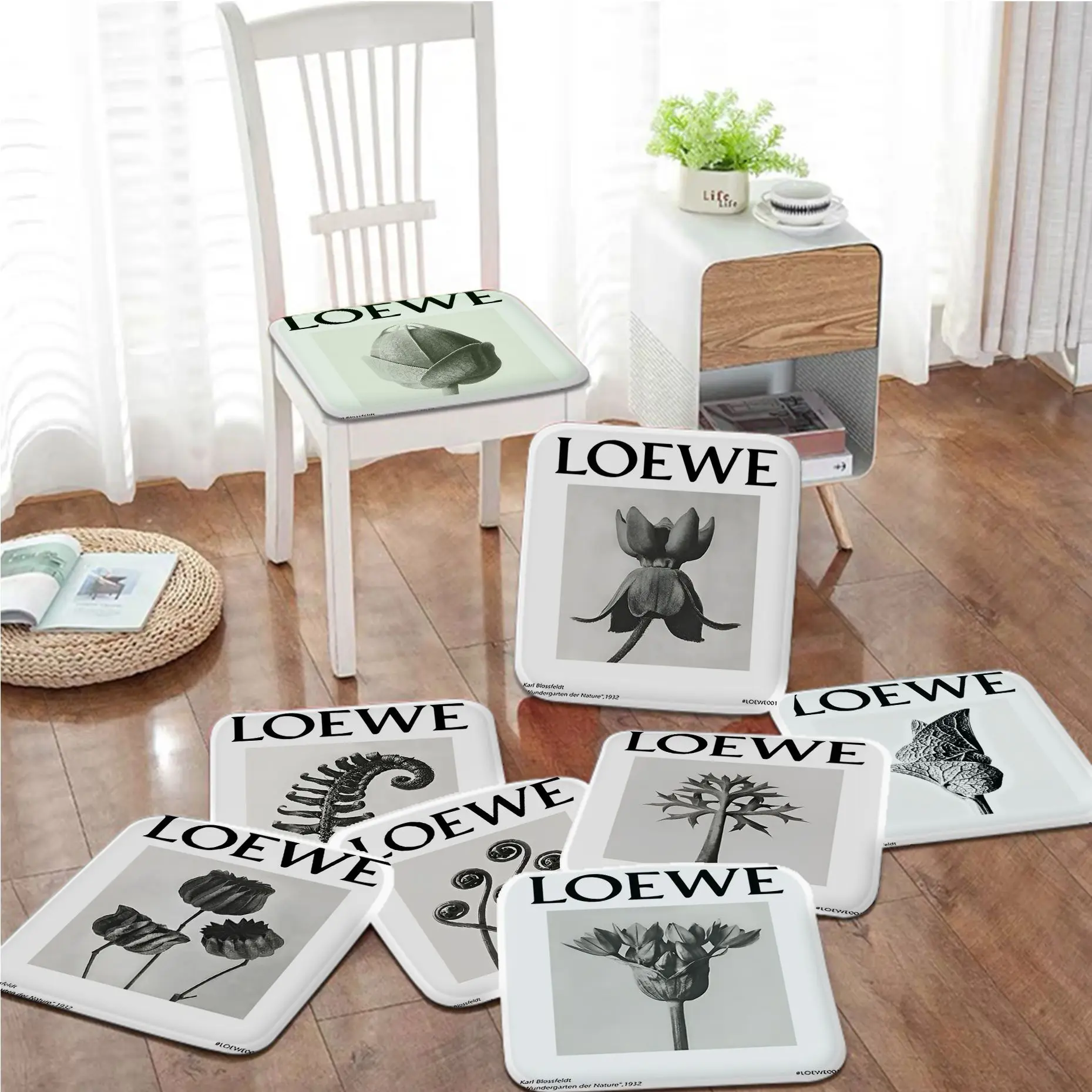 

Modern Black And White Plants Art Loewe Simplicity Fabric Cushion Living Room Sofa Decor Stool Tatami Office Sofa Decor Tatami