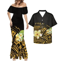 hycool polynesian samoan puletasi style long gold dress mermaid dresses for women 2022 elegant wedding party black couple outfit