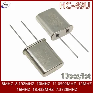 10pcs HC-49U 49U Crystal quartz resonator Passive crystals 8MHZ 8.192MHZ 10MHZ 11.0592MHZ 12MHZ 16MHZ 18.432MHZ 8.000 8M 12.000.