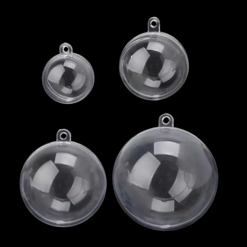 Round Fillable Ball Ornament Clear Plastic Bath  Molds Shells for Crafting Your Own Fizzles Christmas Tree Decors