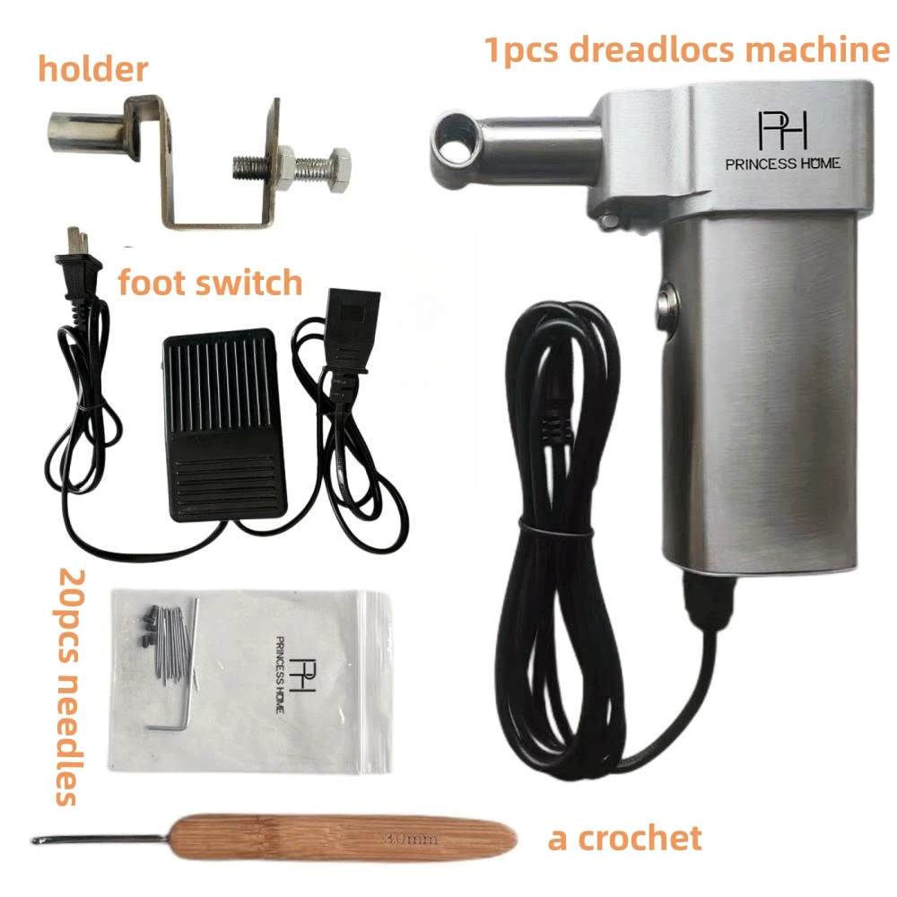 

Upgraded Foot Automatic Dreadlocks Machine+6 sizes Heads+1 Bag Needles+1 pcs Crochet Hook Braiding Making For DIY Dreadlock