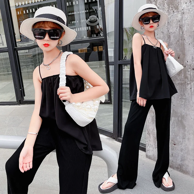 

Girls summer suit 2022 new style Western-style camisole trousers two-piece children's fashion
