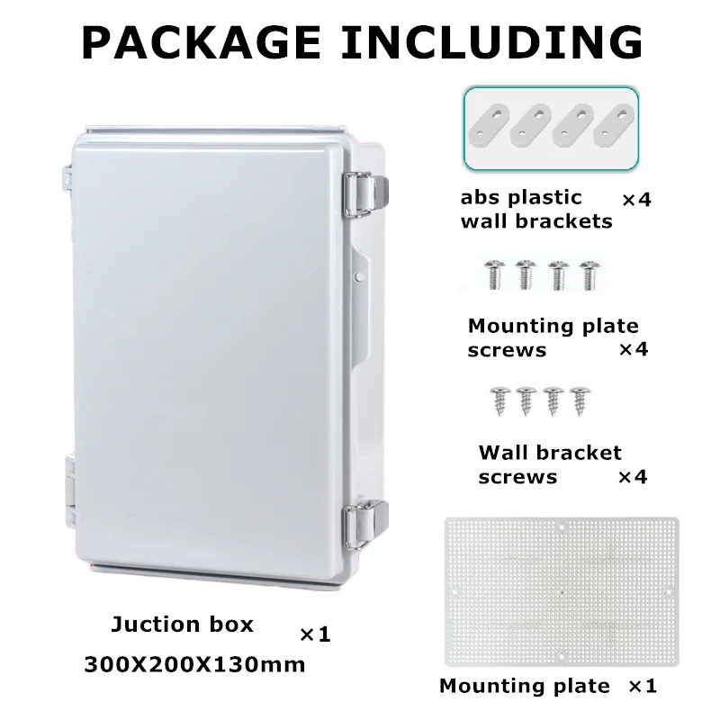 Электробокс 1 шт., 11,8 дюйма × 7,9 дюйма × 5,1 дюйма, поддержка настройки, АБС-пластик, IP67, водонепроницаемый серый корпус, электрошкаф