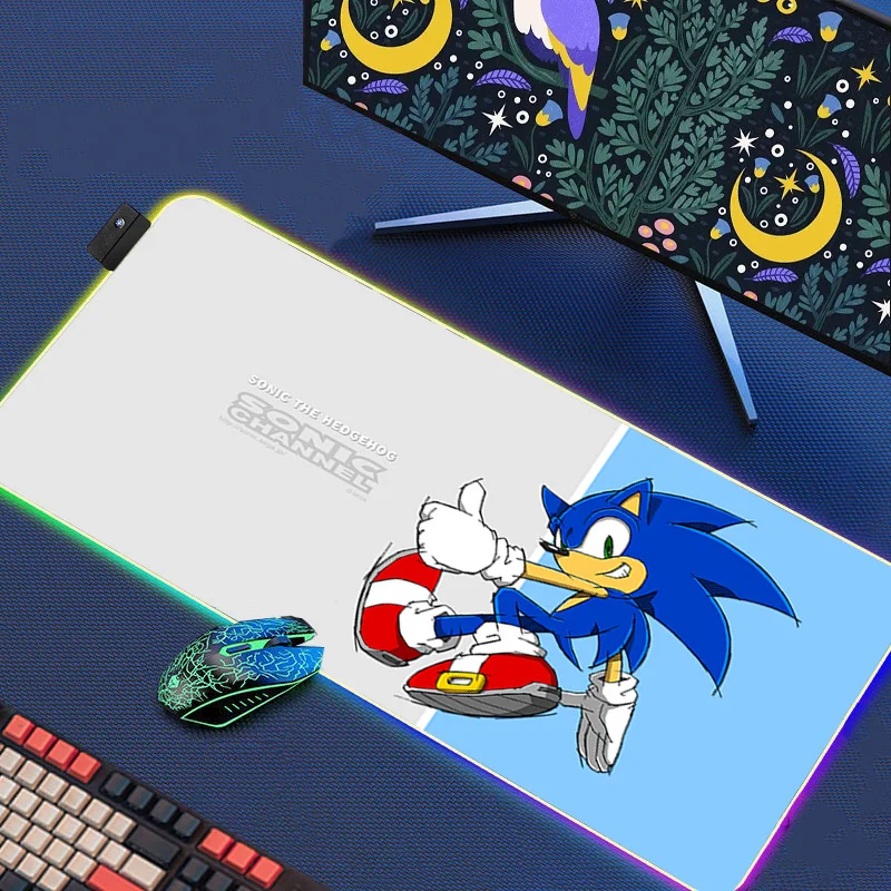 

RGB S-Snoic LED Anime Mouse Pad Gamer Computer Accessories Pc Gaming Mausepad Deskmat Rubber Mat Mousepad Mats Keyboard Cabinet