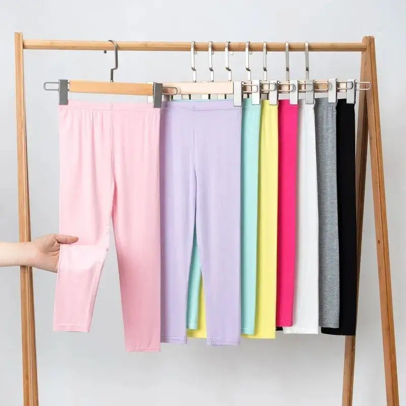 

Модные однотонные леггинсы для девочек на весну и осень 2023, летние тонкие брюки, леггинсы для маленьких девочек