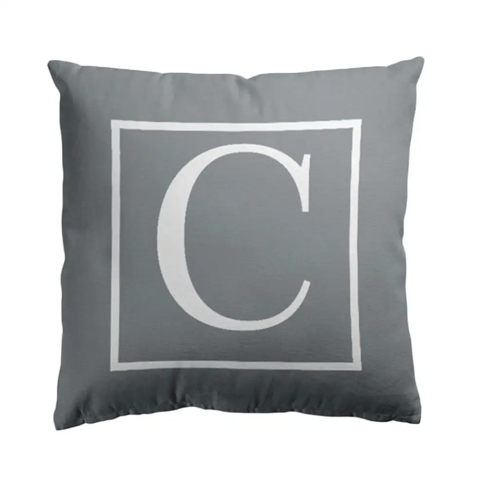 

45x45cm Gray English Letter Print Pillow Cushion Cover Case Pillowcase Cushion for Sofa Polyester Pillowcover cuscini decorativi