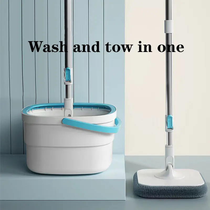 

Швабра из микрофибры, «ленивая» вращающаяся швабра с ведром, с функцией «свободные руки», квадратная, с моющимися насадками, инструменты дл...