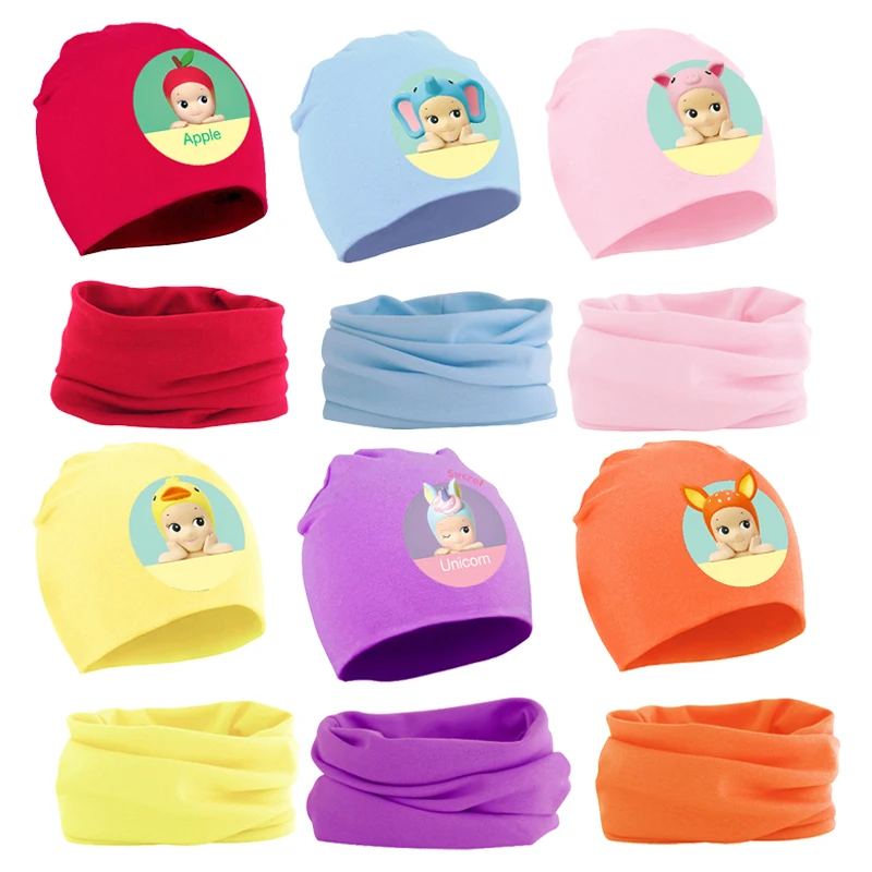 Сонни Ангел Детские вязаные шапки Шарф Аниме Фигурки с принтом Зимние теплые