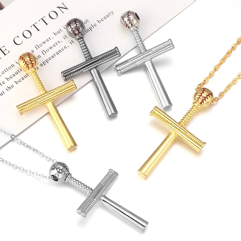 

High Quality Personality Copper Baseball Cross Pendant Faith Male Jewelry Make DIY Necklace Accessories Gift for Men Wholesale