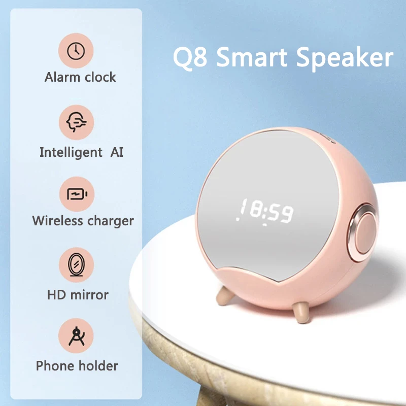 

Clock Display Wireless Speaker 4000mha Multi-function Speaker Phone Holder Wireless Charger Led Alarm Clock
