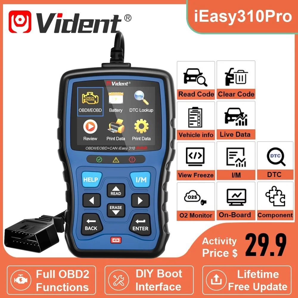 Vident iEasy310Pro OBD2 считыватель кодов Улучшенная проверка неисправности двигателя Obd2 сканер автоматический диагностический инструмент для сканирования тестер напряжения батареи