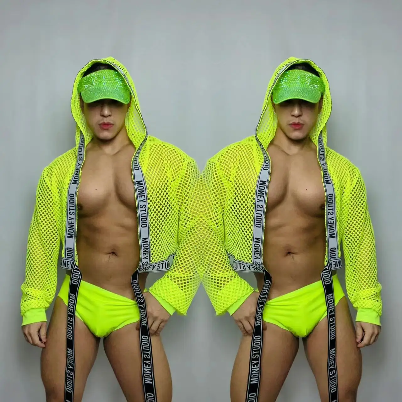 Трёхцветный танцевальный костюм флуоресцентный мужской карнавальный клубный