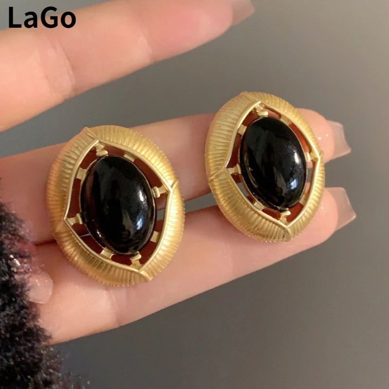 

Fashion Jewelry 925 Silver Needle Ellipse Black color Resin Earrings For Women Fashion Accessories Luxury Temperament