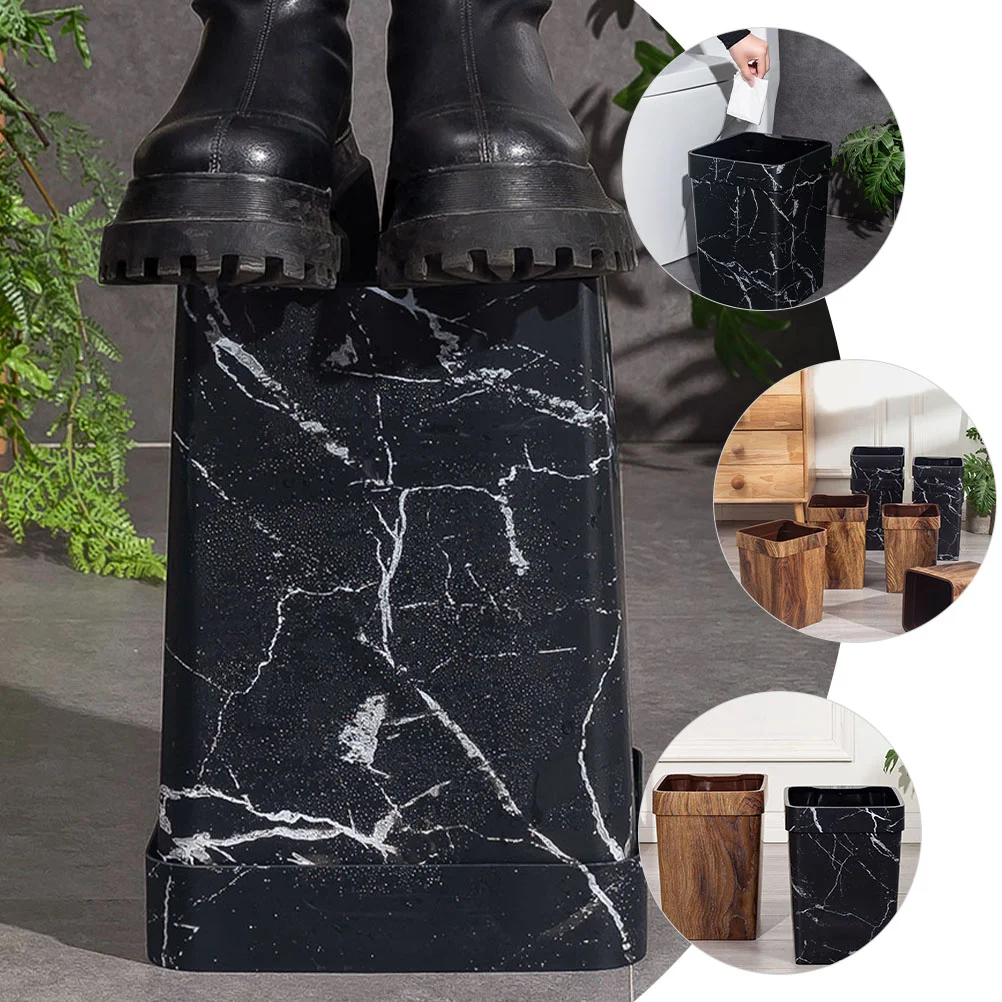 Мраморный мусорный бак уличный квадратный черный маленькая мусорная корзина для