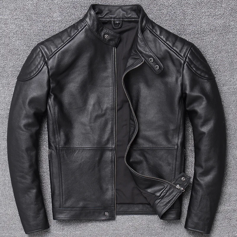 

Italy Style Mens Real Cow Leather Jacket and Coat Oversized 4XL Automotive Genuine Leather Coats For Men Winter Streetwear A884
