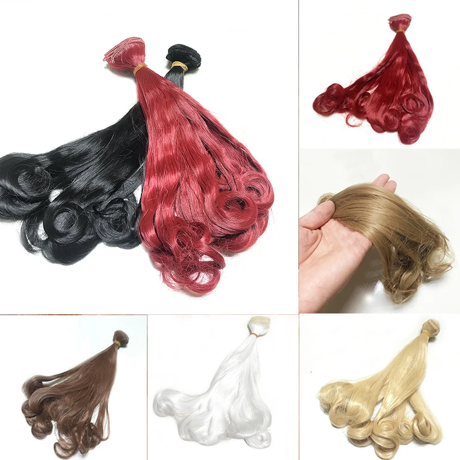 

25x100cm Doll Wig 1/3 1/4 1/6 BJD Synthetic Curly Hair For Toys Dolls Brown Black Doll Hair Accessories Heat Resistant Fiber