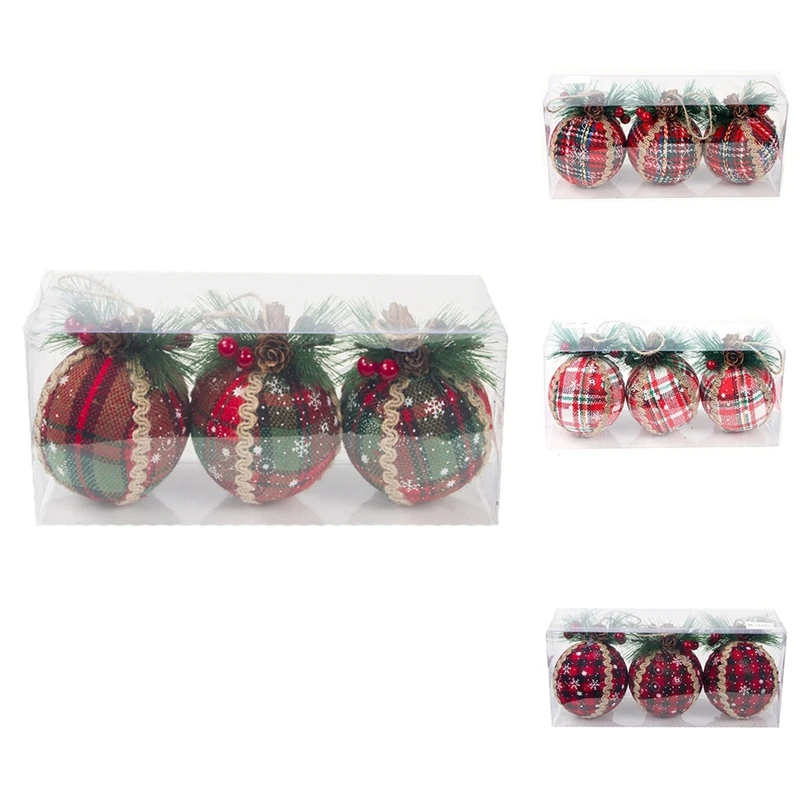 

Рождественские шары, украшения для рождественской елки, красные клетчатые окрашенные подвесные шары, украшения для нового года, подарок, до...