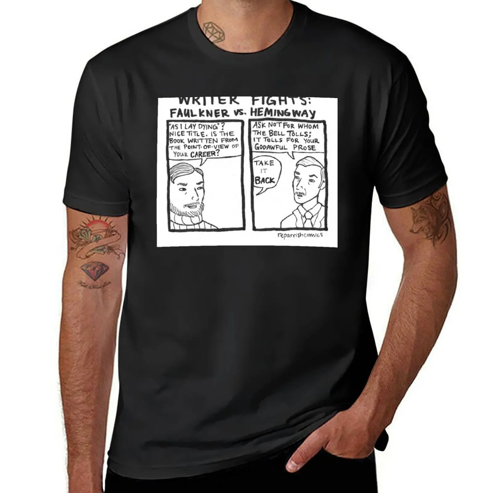 Футболка с рисунком драки-Фолкнера vs Hemingway корейская модная одежда заготовками