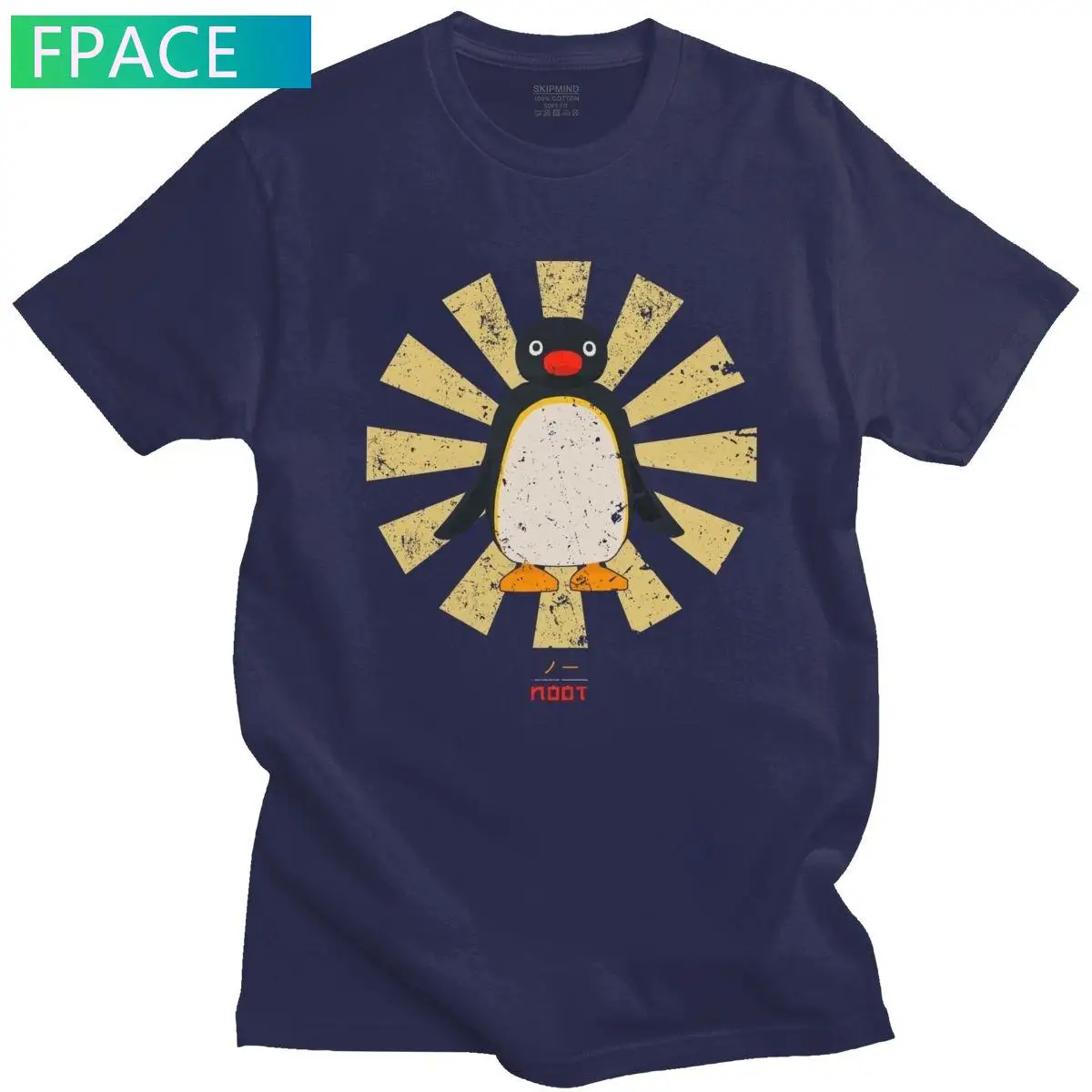 

Retro Japanese Pingu Noot T Shirt for Men Pure Cotton Casual T-shirt Short Sleeves Anime Pingu Penguin Meme Tee Tops Merch Gift