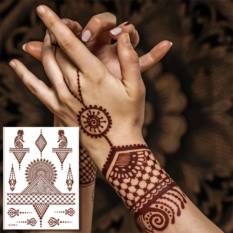 

Henna Tattoo Sticker for Hand Waterproof Temporary Tattoos for Women Fake Tattoo Body Art Mehndi Design Stickers Wedding Hena