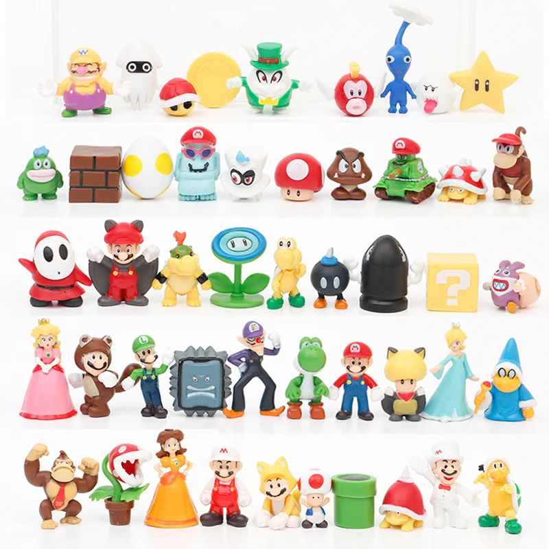 

48pcs Super Mario Bros Luigi Yoshi Wario Donkey Kong PVC Action Figure Toys Collectible Model Toys for Children Birthday Gifts