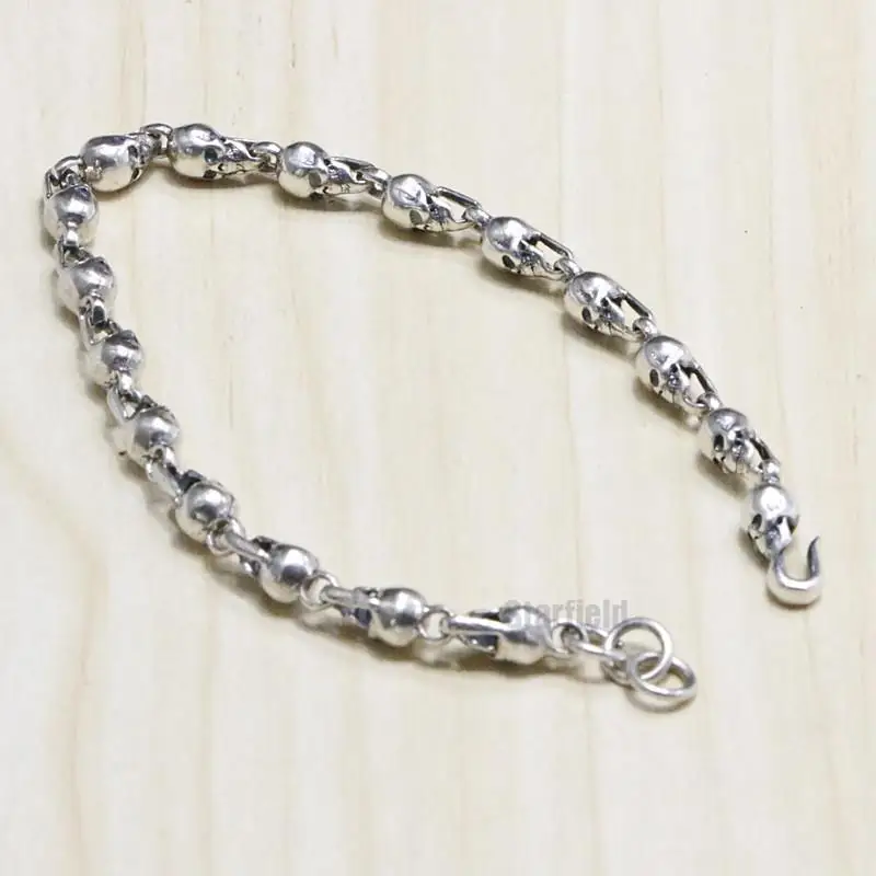 

Starfield S925 Sterling Silver Men Women Jewelry Punk Hip-hop Style Retro Thai Silver Cool Skeleton Bracelet Homme