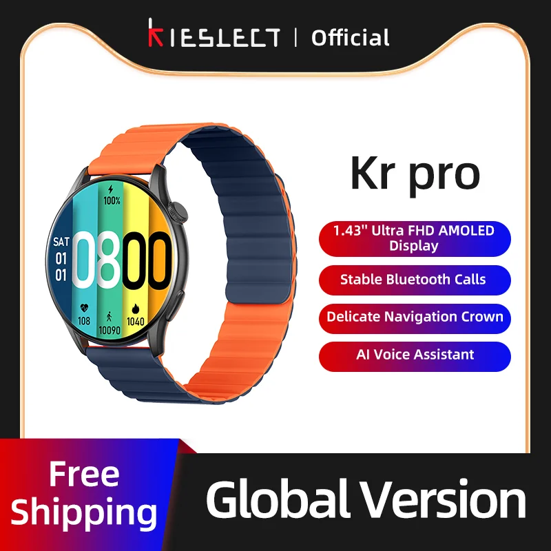 Kieslect Kr Pro Smartwatch 1.43'' FHD AMOLED Display Bluetoo
