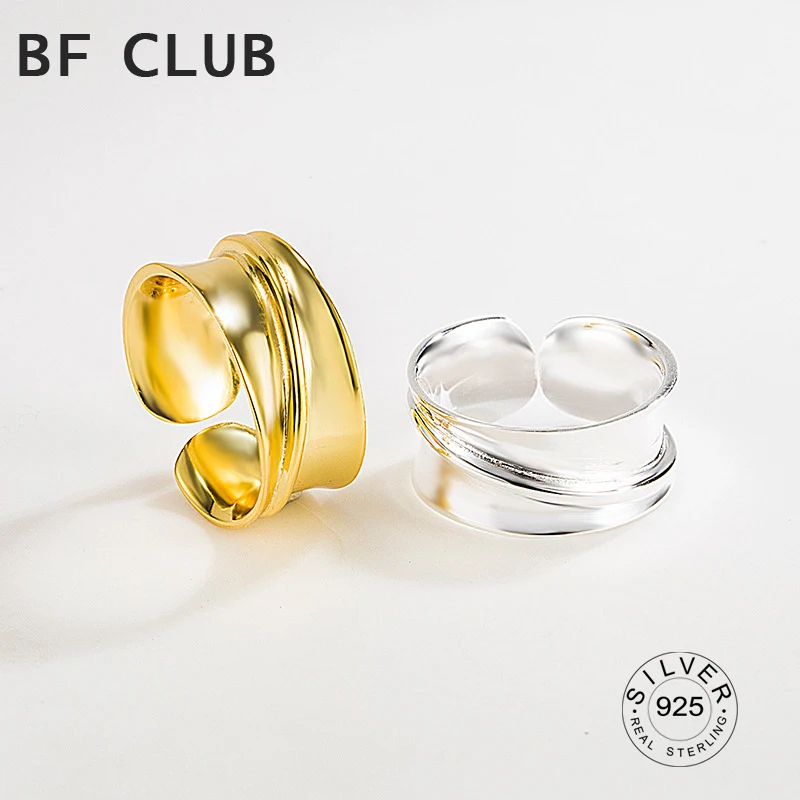 

Женские позолоченные кольца из серебра 100% пробы, простые модные открытые кольца в стиле ретро с широким плетением, аксессуары для вечеринок...