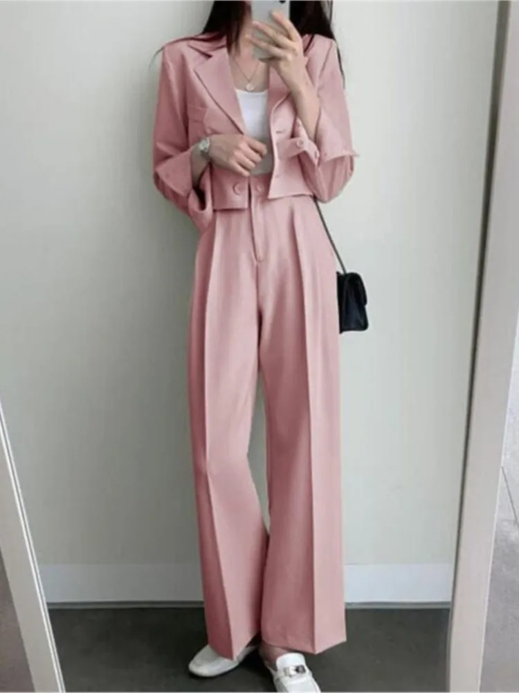 Suit Coat Women Spring Autumn New Korean Black Temperament Casual Small Suit Women 2 Pieces Suit 2023