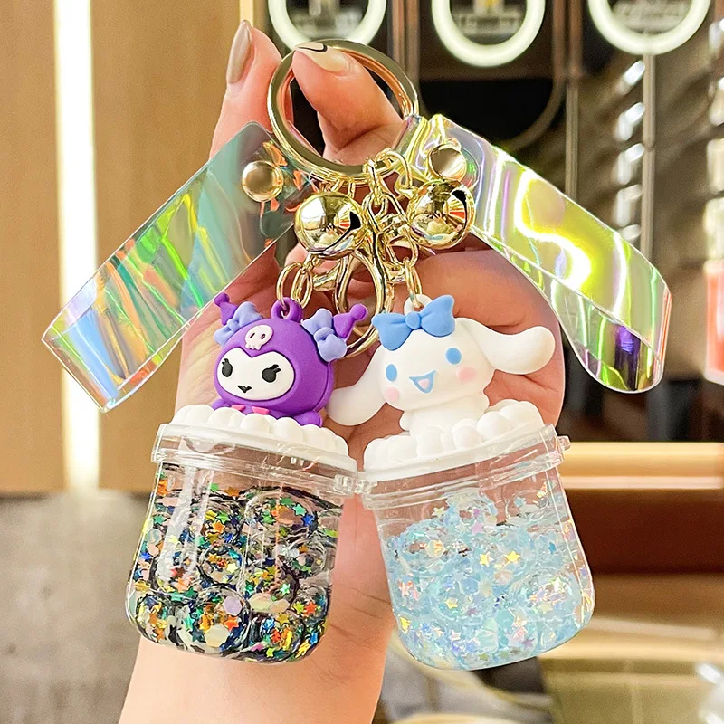 

Светящийся светящийся брелок Sanrio в виде бутылки с зыбучим песком, мультяшный Коричный курол, автомобиль, игрушки, подарки