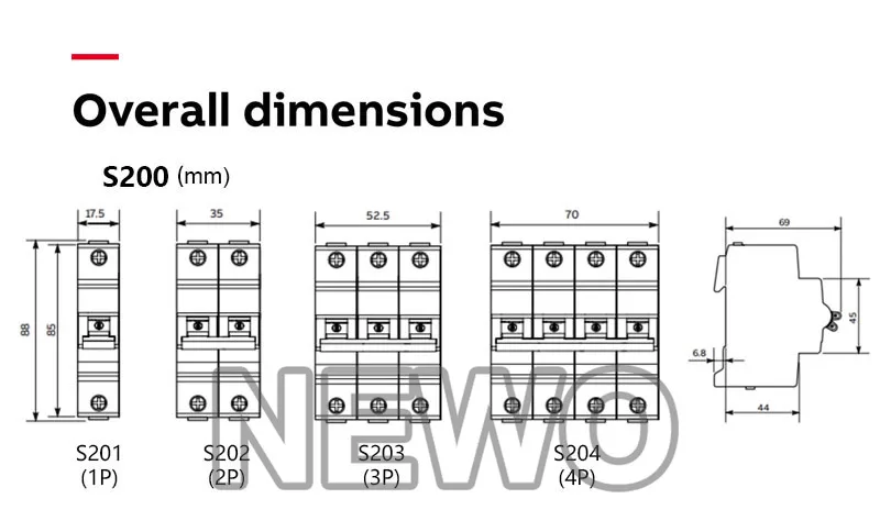 Автоматический выключатель ABB миниатюрная серия S200 1P 2P 3P 4P 1A 2A 3A 4A 6A 10A 16A 20A 25A 32A 40A 50A