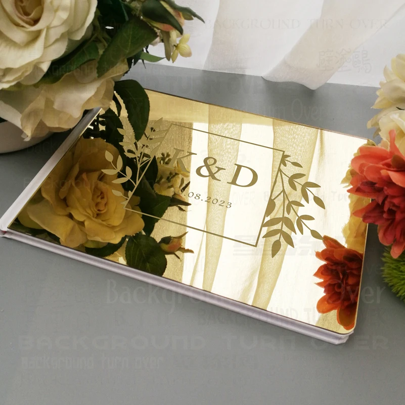 

Guest Book Wedding Guestbook Engrave Carve Mirror Personalized Customized Names Date Signature Decor Custom Gifts Details G046